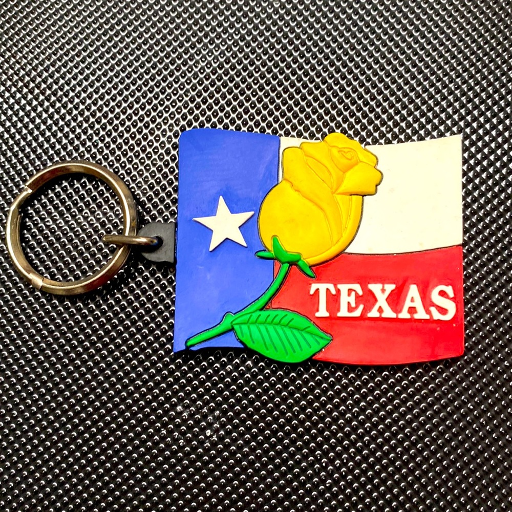 Texas State Flag and Flower Keychain